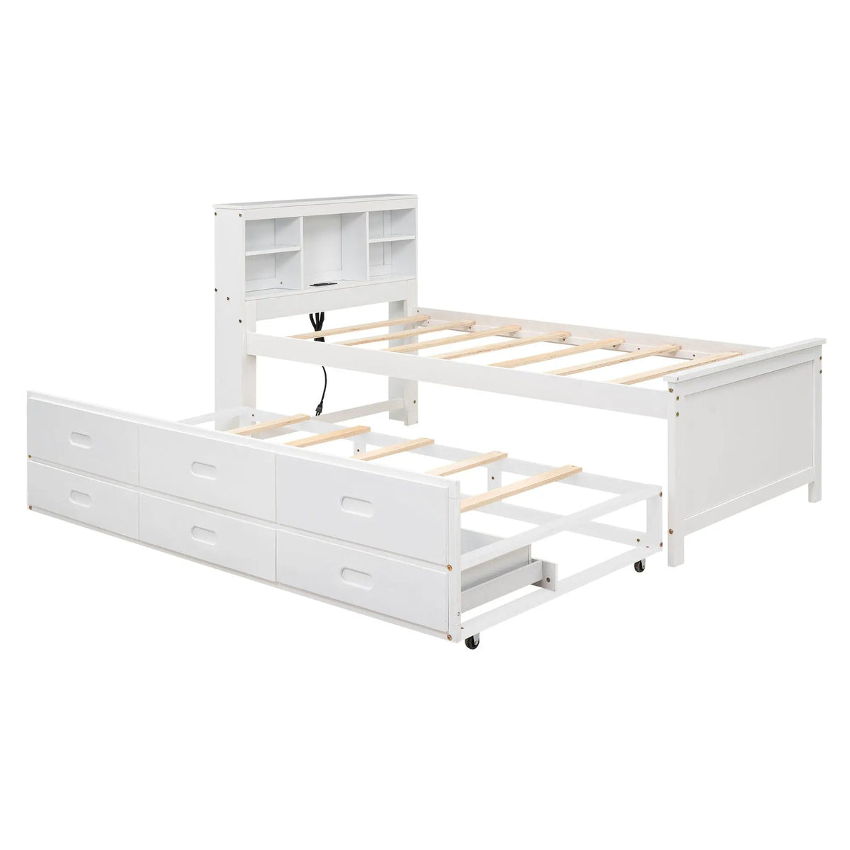 Platform Bed | Storage Headboard | USB Ports | Twin Trundle