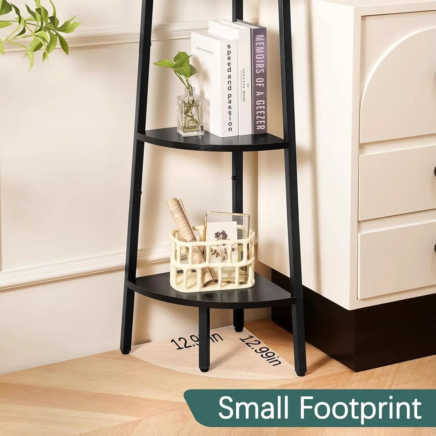 4 Tier Corner Shelf With Metal Frame Tall Bookcase from PriceLows™