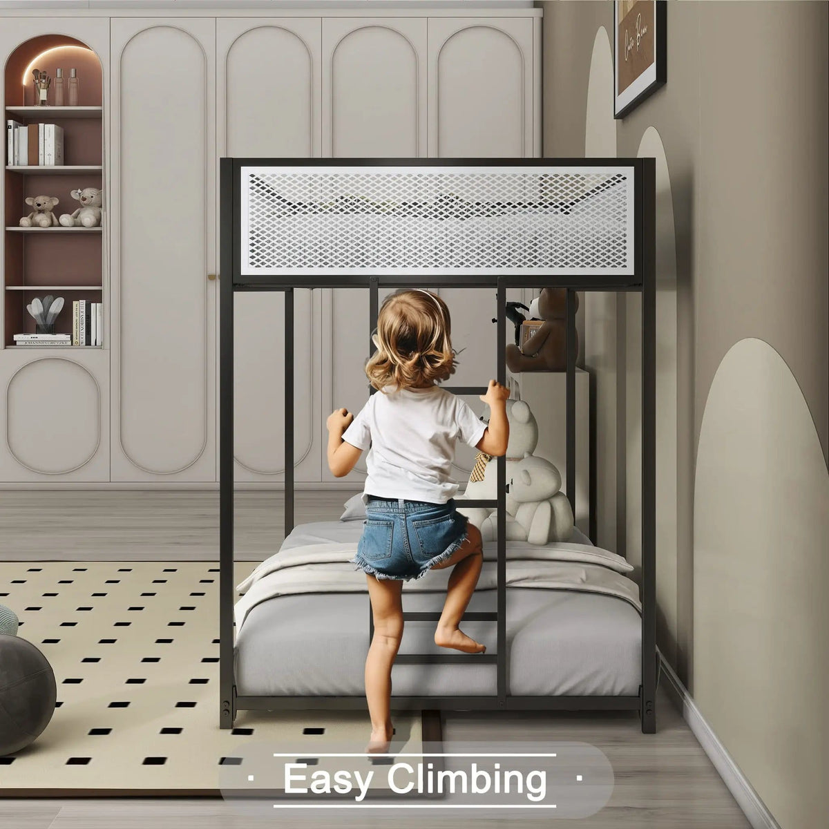 Adam Bunk Guard Rail Bunk Bed | 2 Pieces | Metal | Bedroom