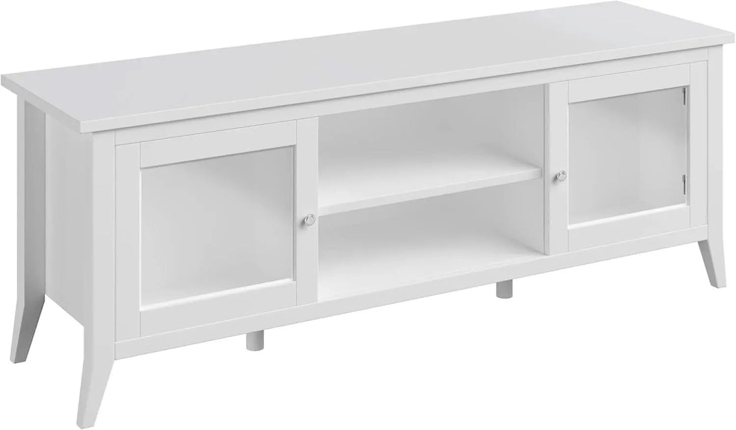 55 Inch TV Stand White With Storage Shelves And Cubbies from PriceLows™