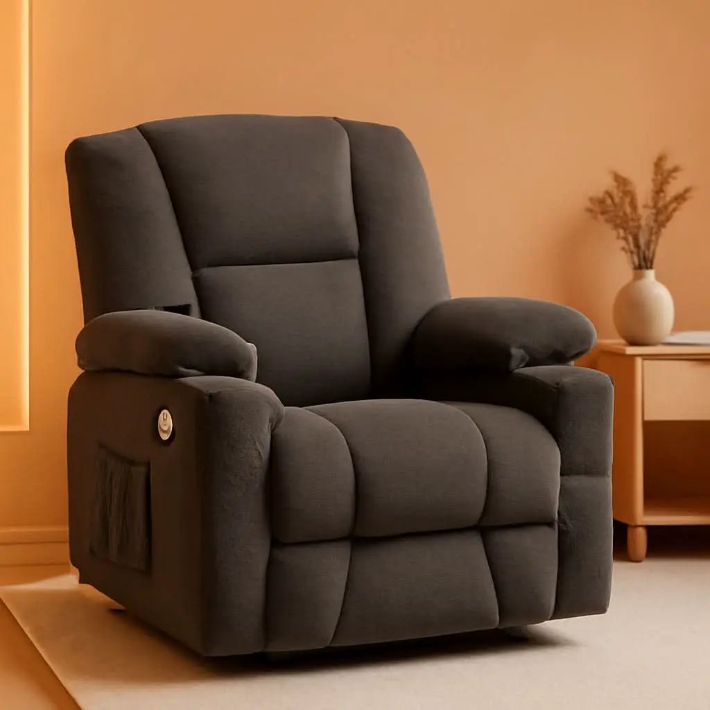 Grey Fabric Electric Recliner Chair With Heat And Vibration from PriceLows™