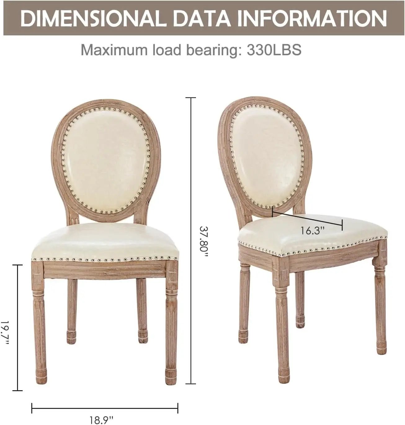 Vintage French Leather Dining Chairs Set Of 4 Beige from PriceLows™