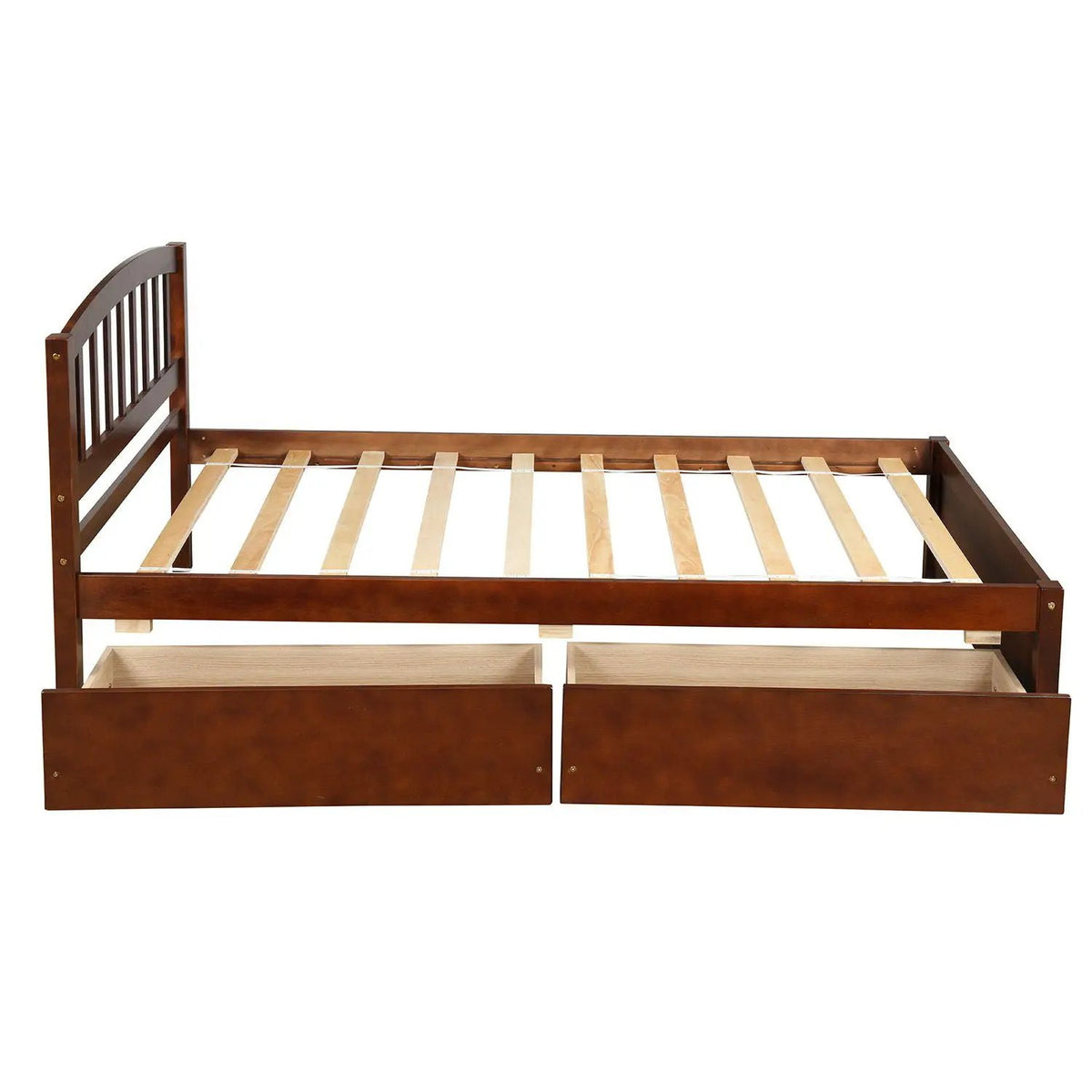 Platform Storage Bed | Wood Frame | Two Drawers | Headboard And Footboard