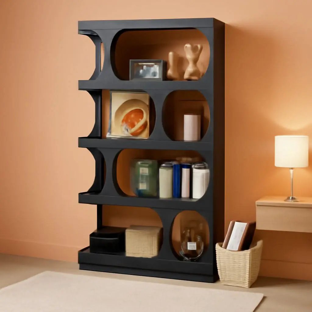 Black 71 Inch Tall Bookcase Modern Storage Display from PriceLows™