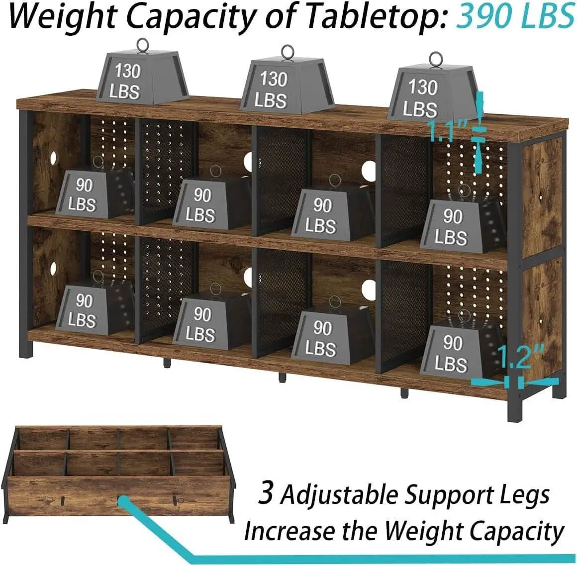 Rustic Brown 63 Inch Bookshelf Cube Storage Five In One from PriceLows™