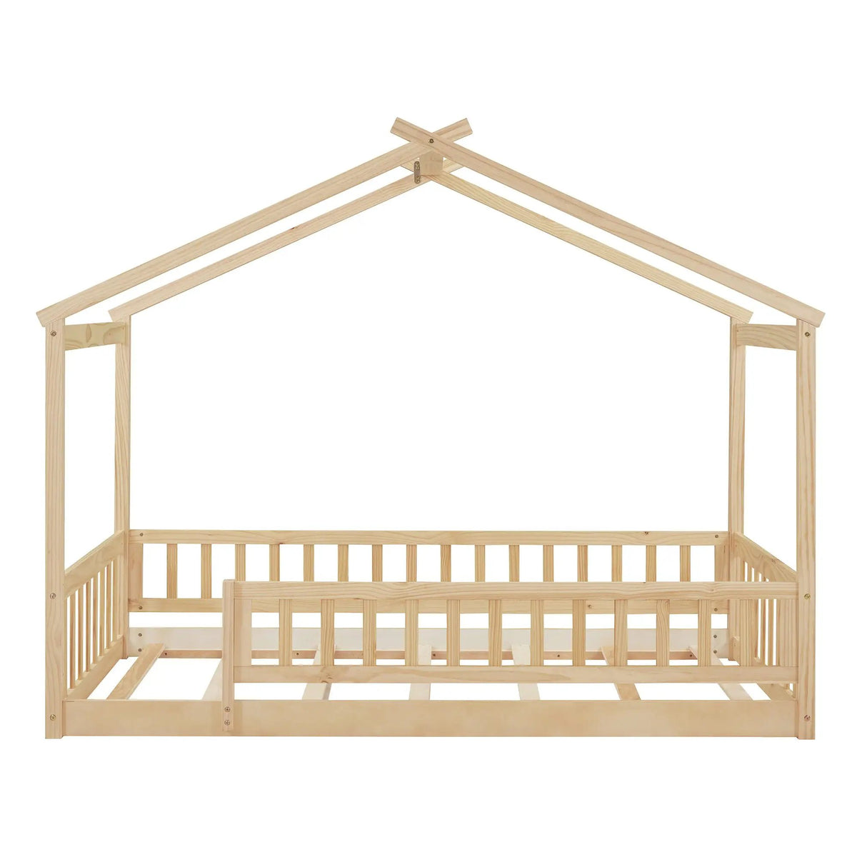 Kids Bed Frame | Playhouse Design | Roof And Fence | Toddler Size