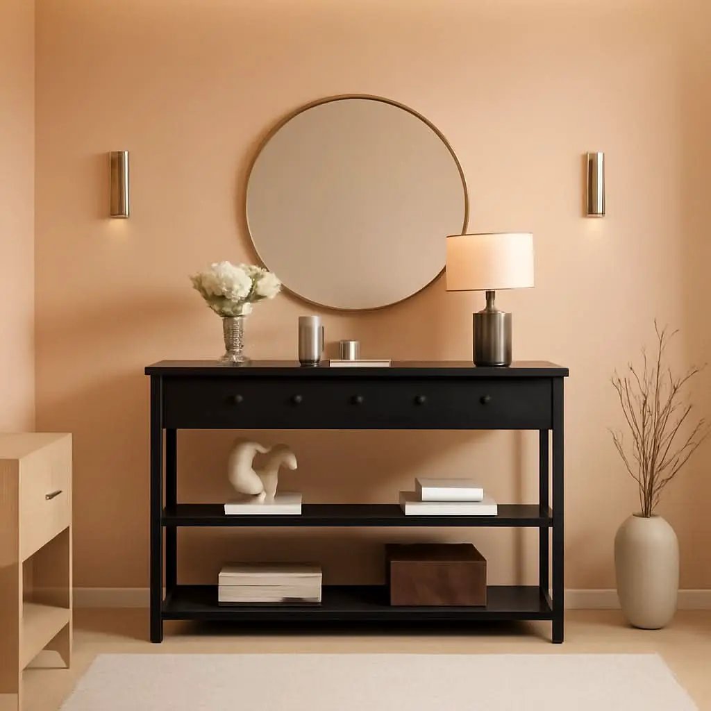 Black Console Table With USB Ports And Outlets For Living Room from PriceLows™