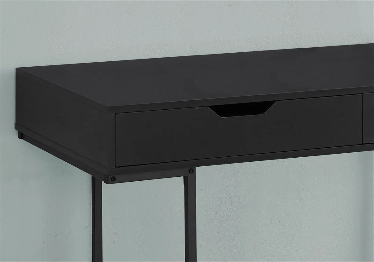 Stone-Look Computer Desk | Two Storage Drawers | Metal Base | 47.25 Inch Length