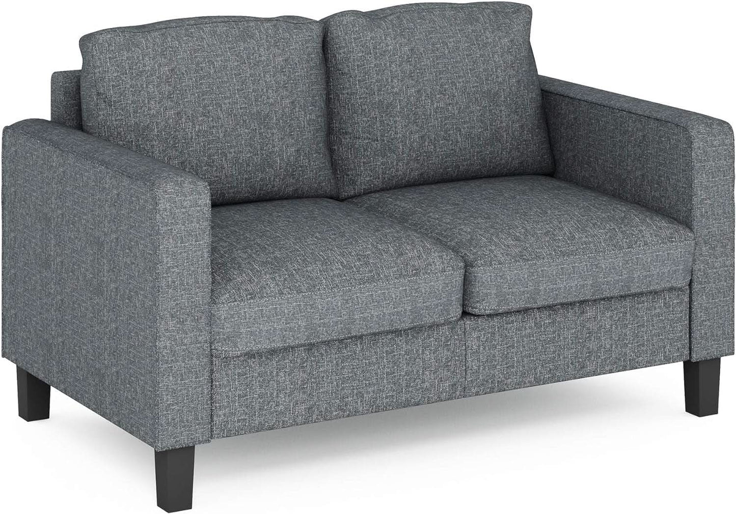 Two Seater Tufted Black Faux Leather Loveseat for Living Room from PriceLows™