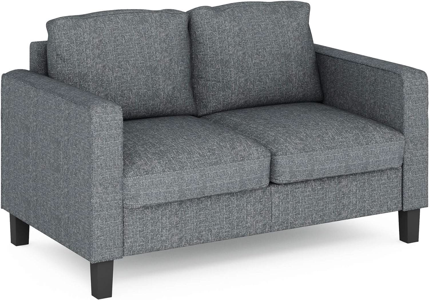 Two Seater Tufted Black Faux Leather Loveseat for Living Room from PriceLows™