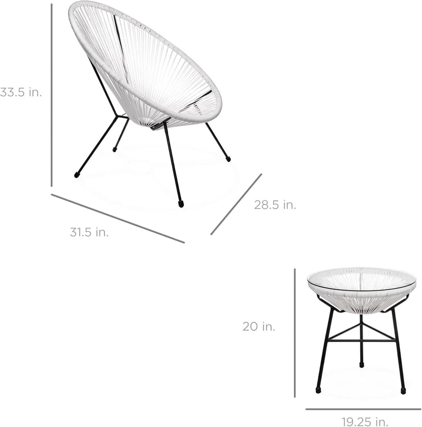 Acapulco White All-Weather Outdoor 3-Piece Patio Set from PriceLows™