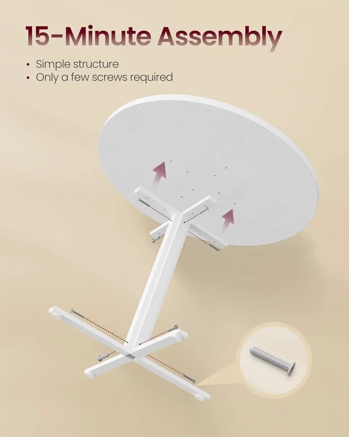 Snow White Round Dining Table 31 Inch Diameter Seats Four from PriceLows™