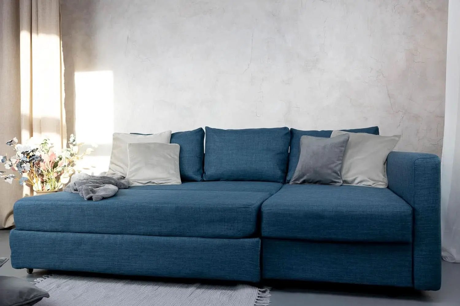 Snug Fit Friheten Sofa Slipcover With Chaise Navy Blue from PriceLows™