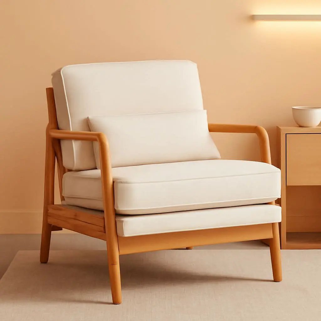 Beige Mid Century Accent Armchair Lumbar Support Pillow from PriceLows™