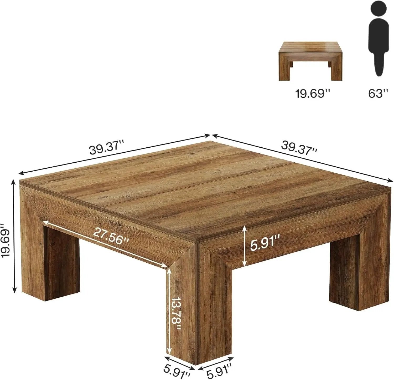 Rectangular Coffee Table ThirtyNine Inches Rustic Brown from PriceLows™