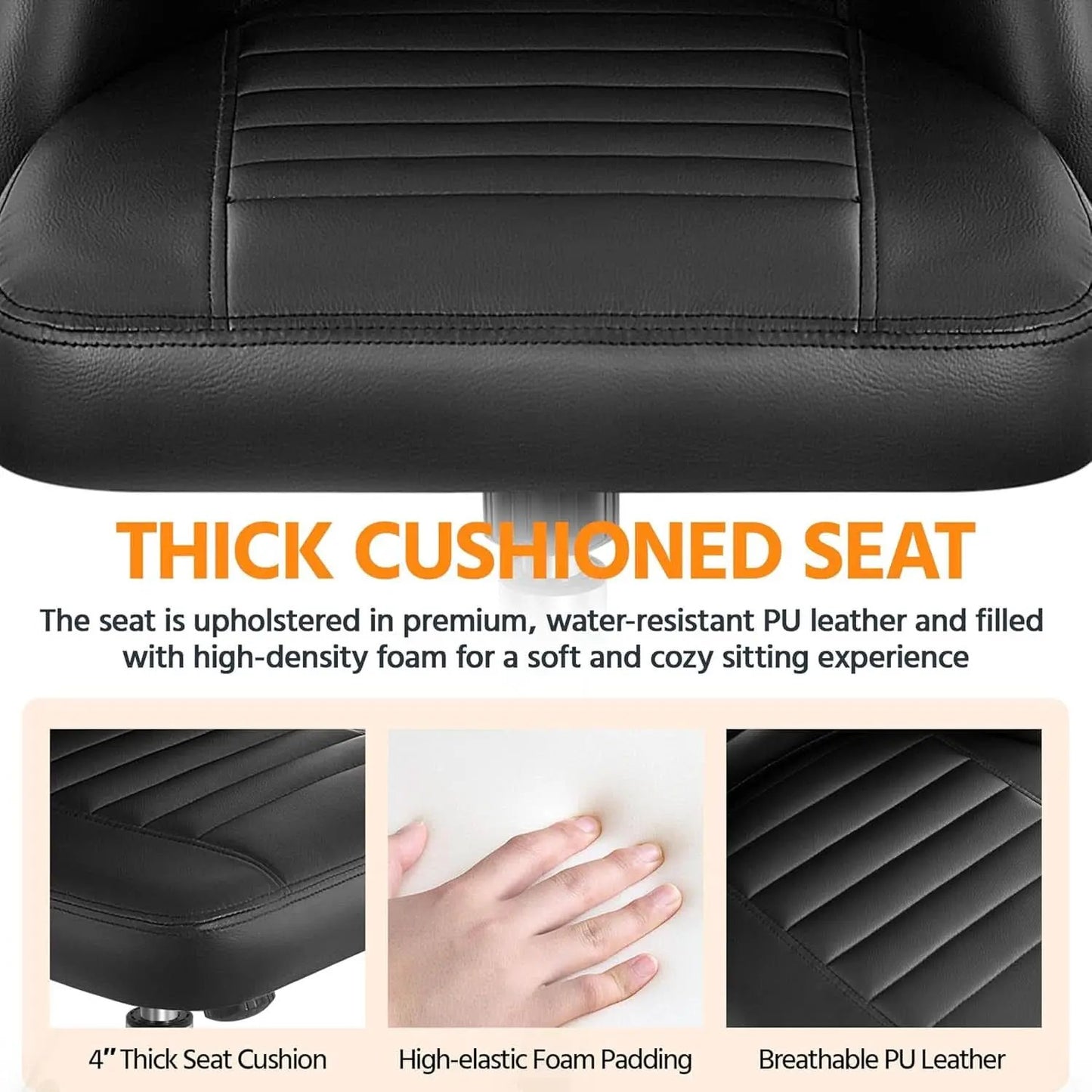 Armless PU Leather Office Chair Adjustable Height Black from PriceLows™