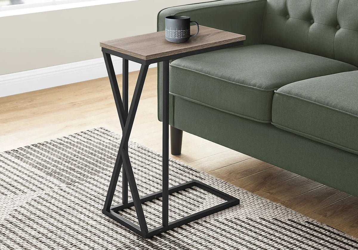 C-Shaped Accent Table | Slide-Under Base | Rectangular Tabletop | Sturdy And Lightweight