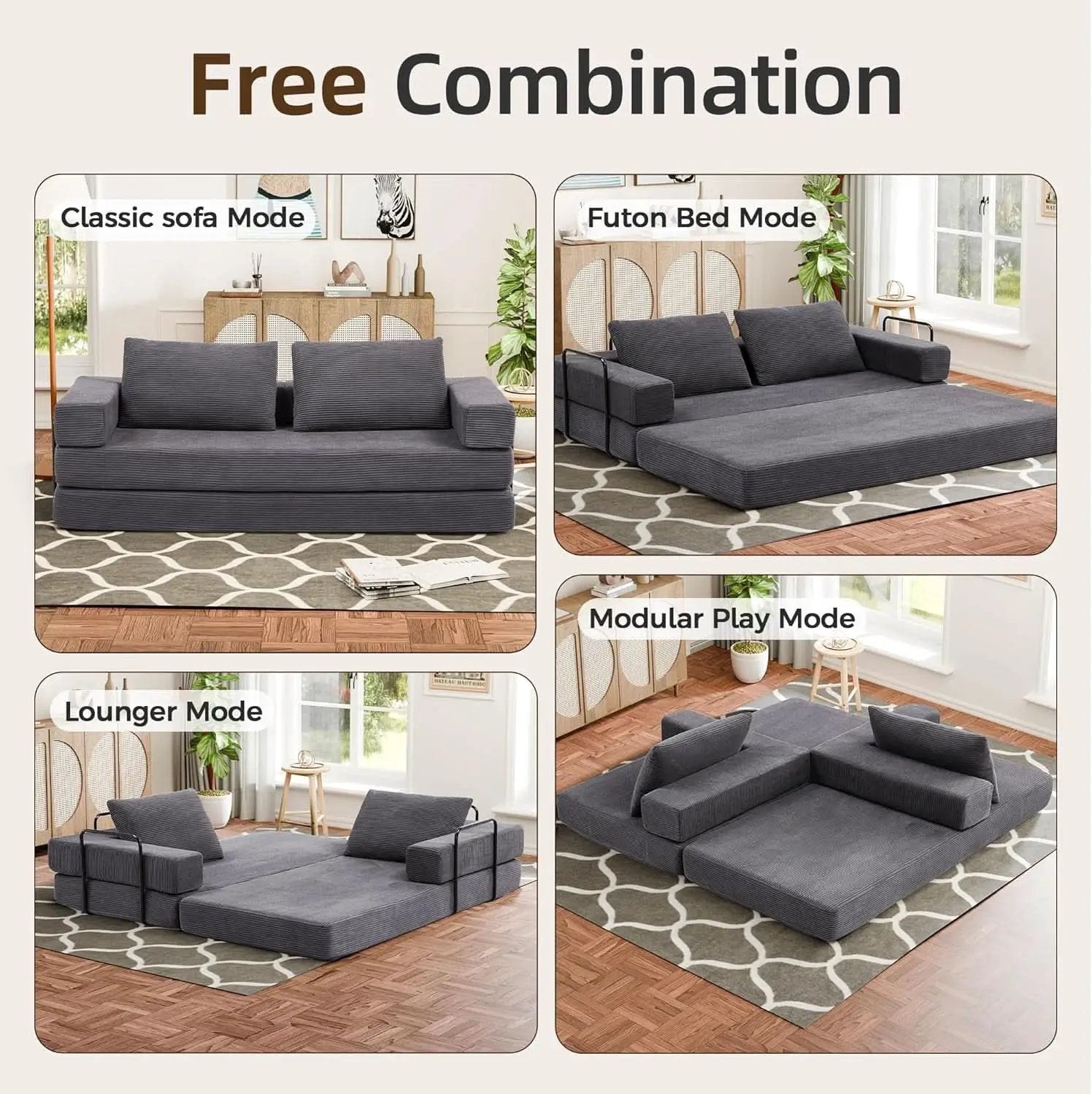 Corduroy Four In One Transformational Sleeper Sofabed from PriceLows™