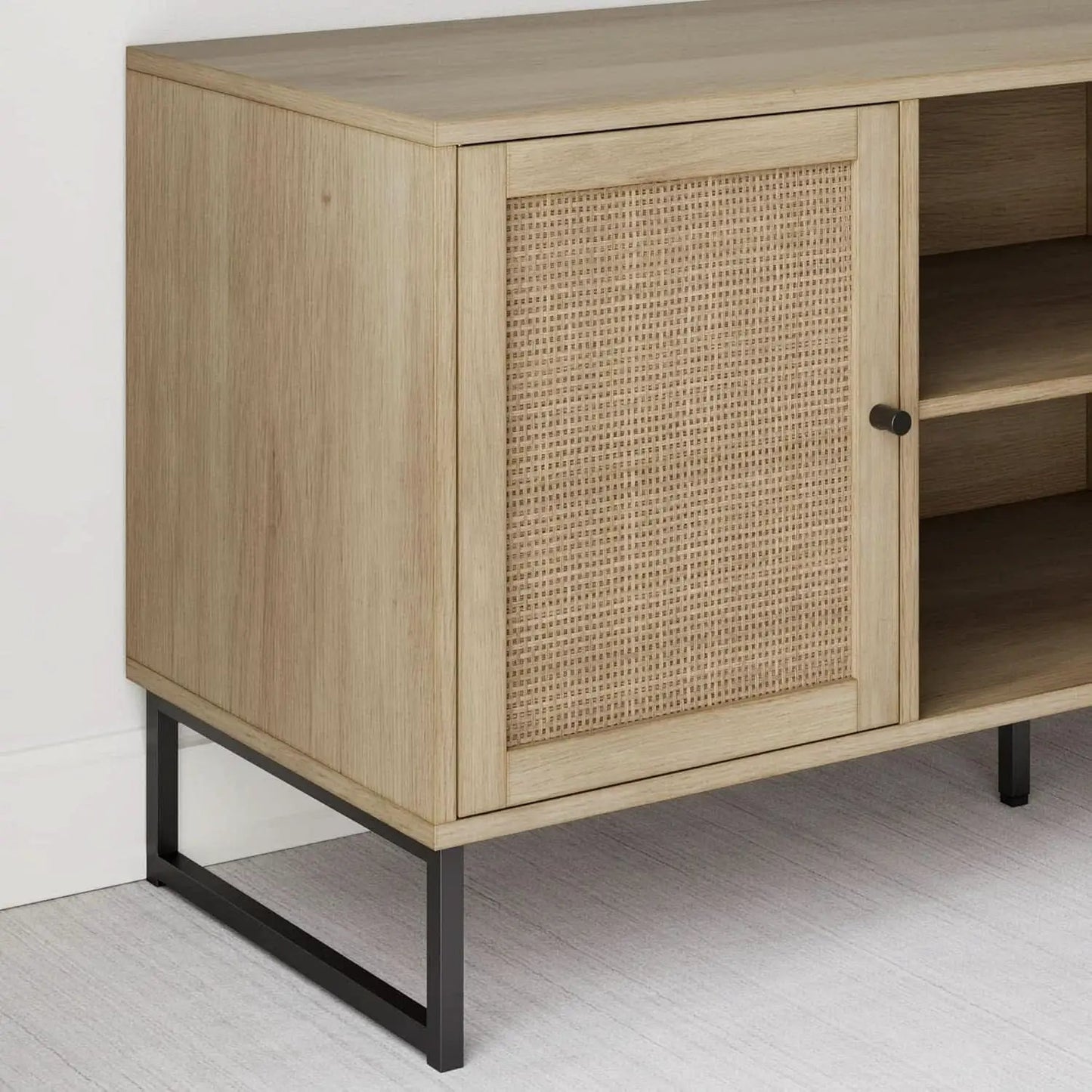 Mina Modern TV Stand With Storage Doors Oak Finish from PriceLows™