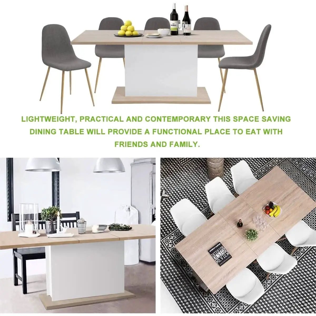 Extensible Dining Table For 4 To 8 People Wooden Top from PriceLows™