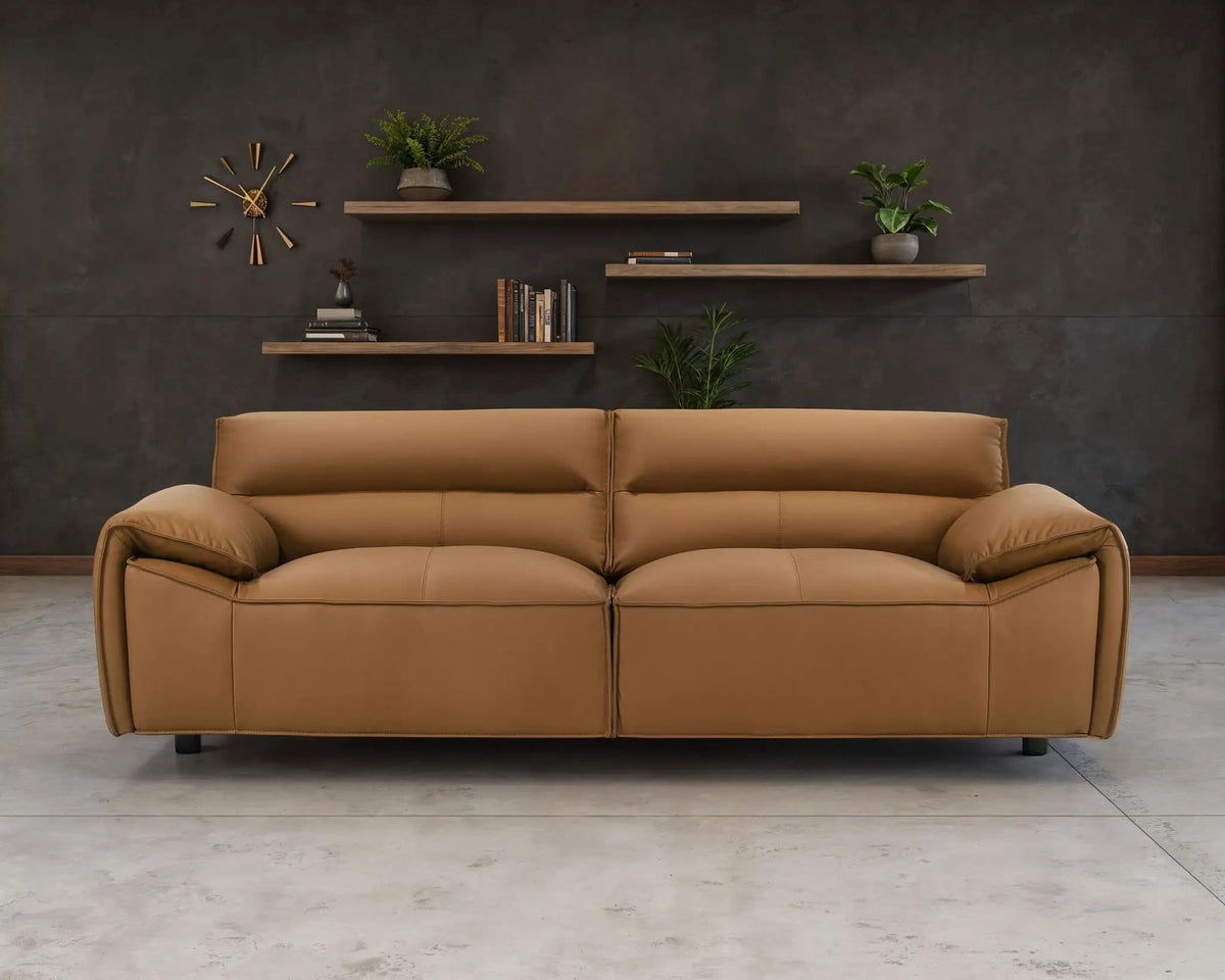 Buxton Top Grain Leather Upholstered Sofa | 91.25 x 37.5 x 29.5 in | Leather | Orange