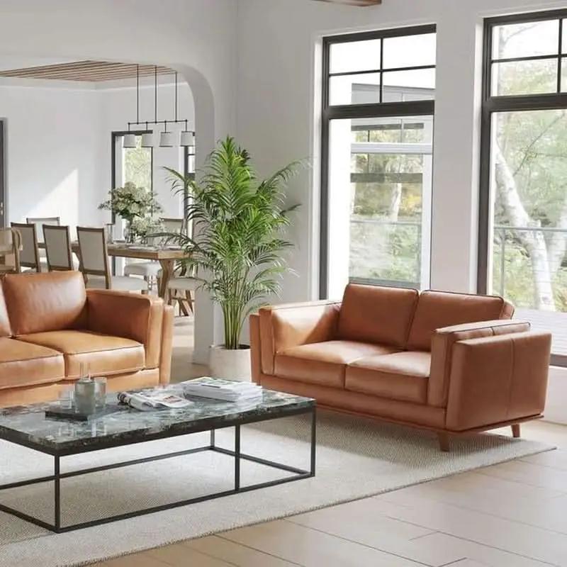 Valencia Artisan 88 Inch Full Leather Sofa Cognac Tan from PriceLows™