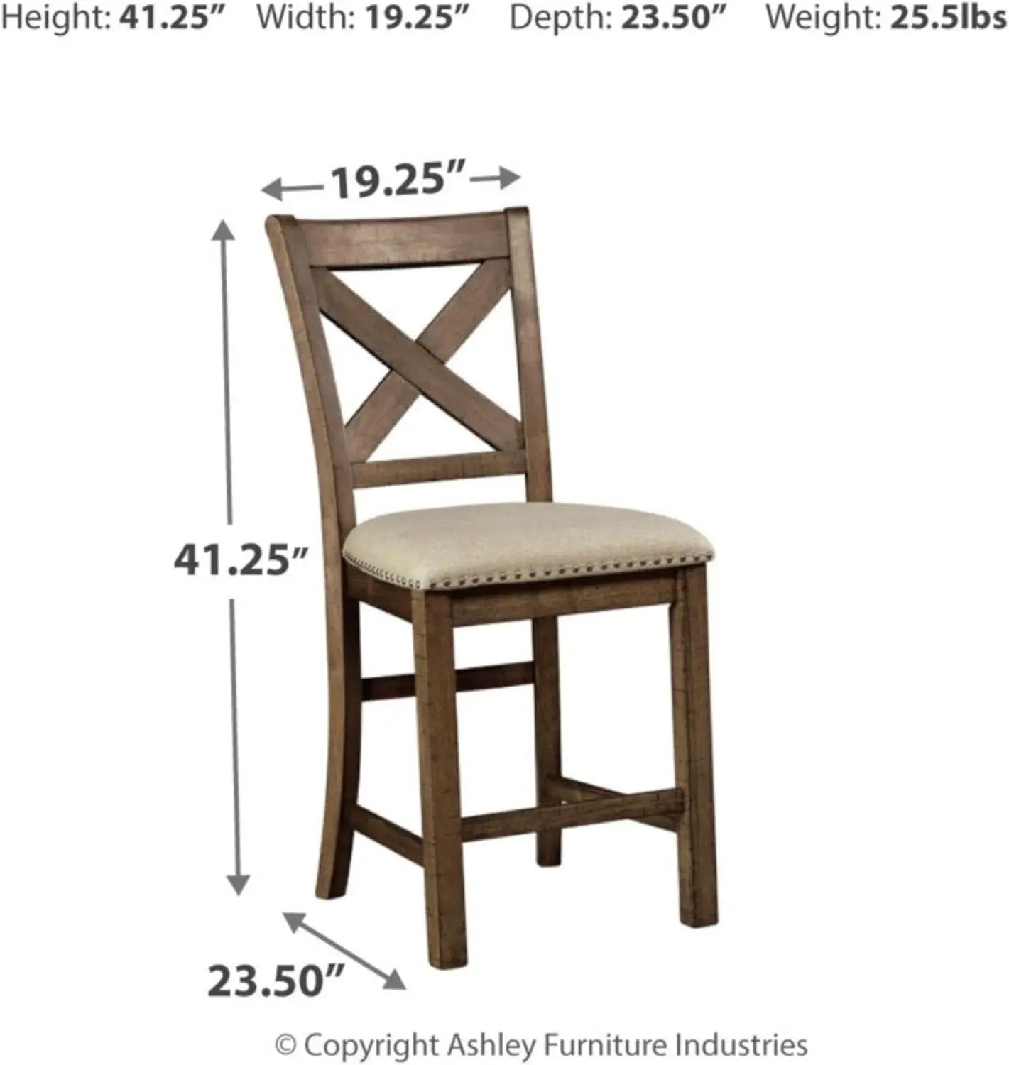 Moriville 24.5 Inch Upholstered Farmhouse Barstools Beige Brown Set of Two from PriceLows™