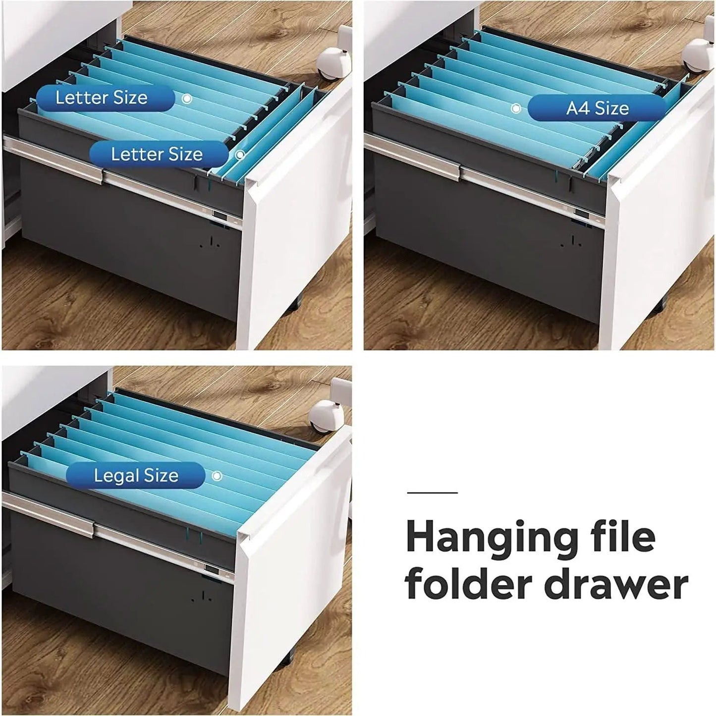 White Lockable File Cabinet With 2 Drawers Under Desk from PriceLows™