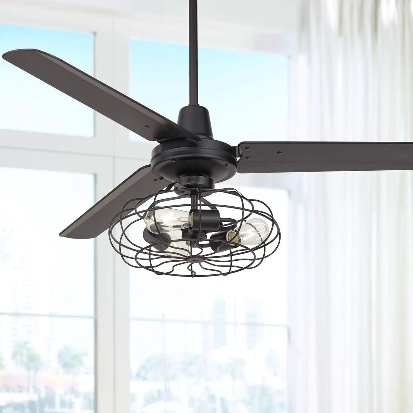 Matte Black Ceiling Fan 52 Inch With Integrated LED Remote from PriceLows™