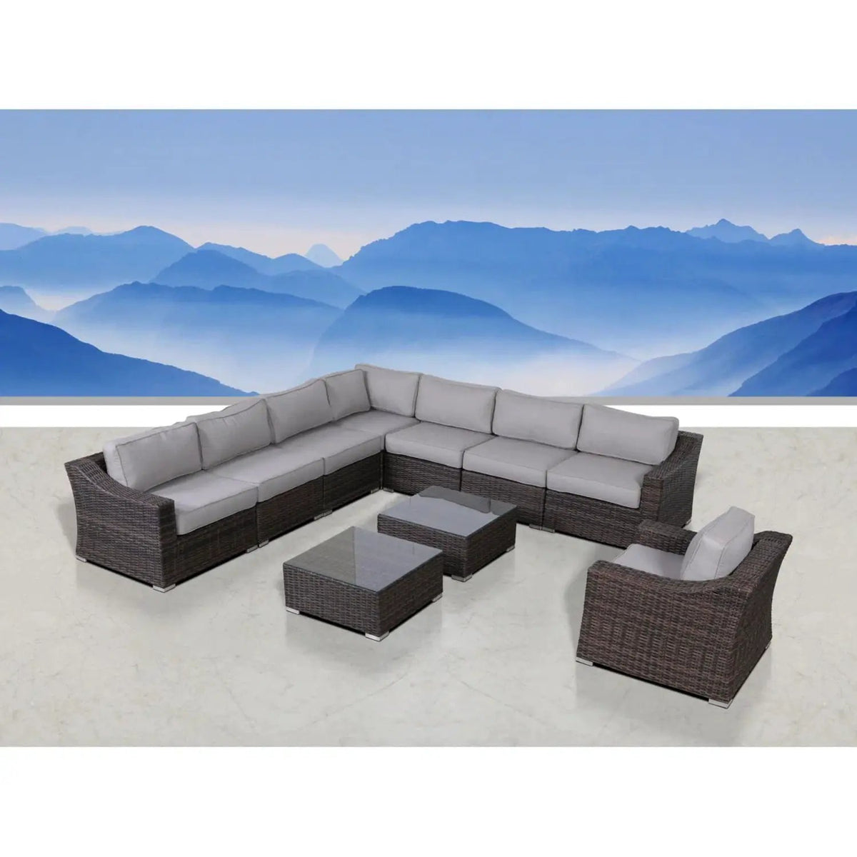 Outdoor Wicker Conversation Set | All-Weather Resin | Tempered Glass Table | 5 Inch Cushions