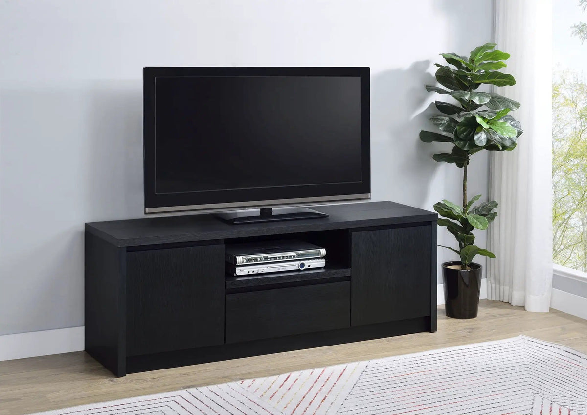 Winfield 60-inch 2-door TV Stand Media Console | 60 x 15.5 x 22 in | Engineered Wood & Veneer | Black