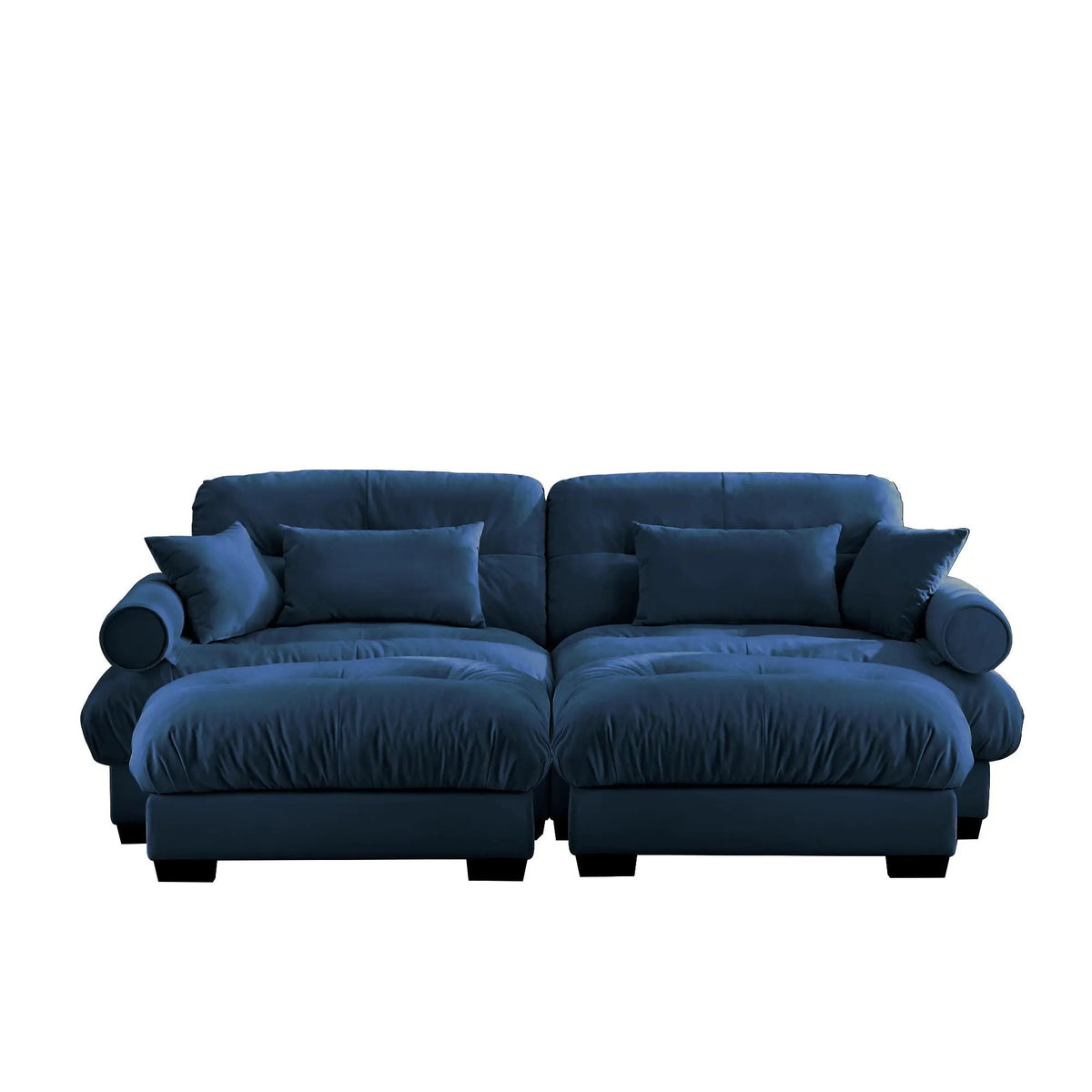Modular Sectional Sofa | Deep Comfort Cushions | Vintage Fabric Ottoman