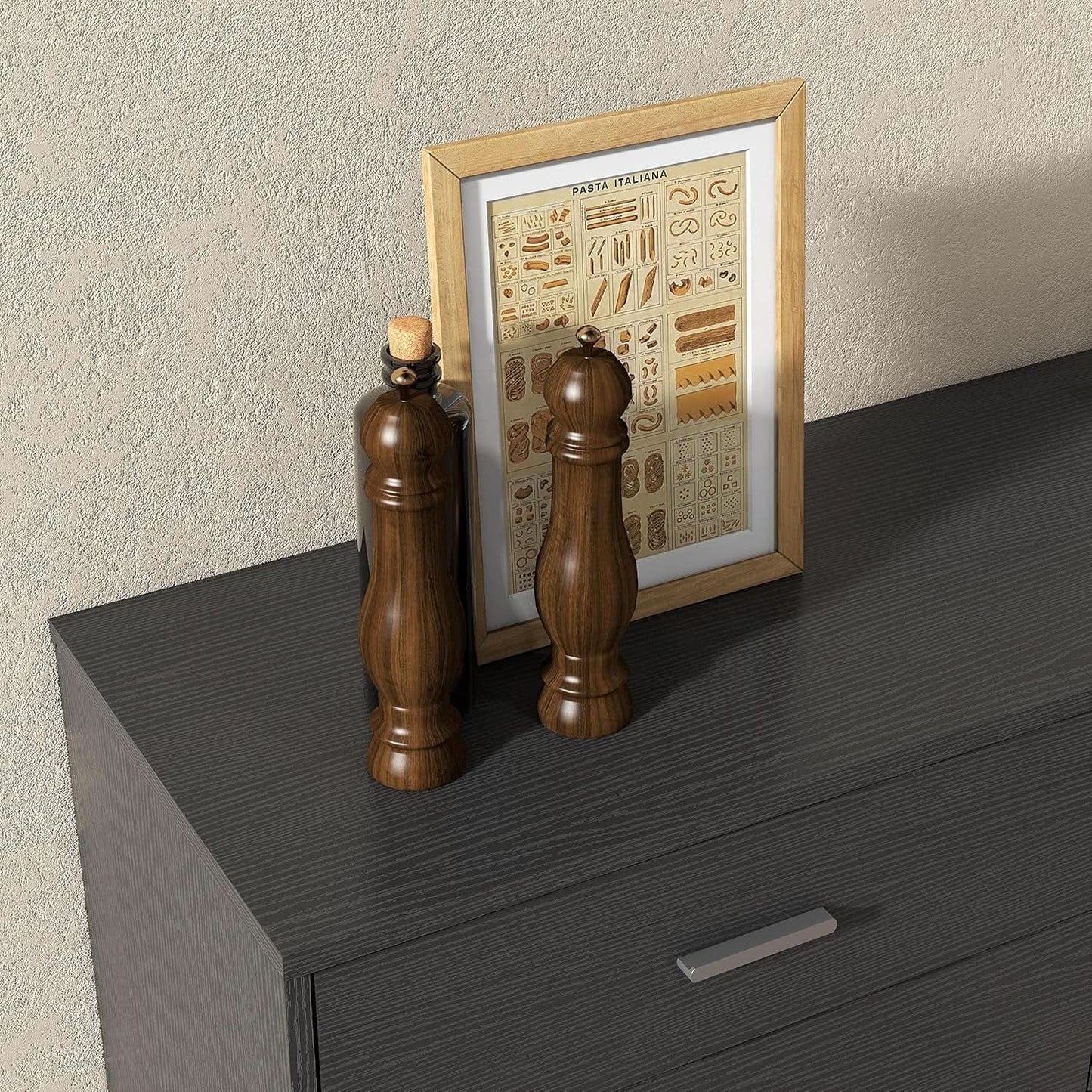 Wooden Six Drawer Dresser In Black For Living Room Bedroom from PriceLows™