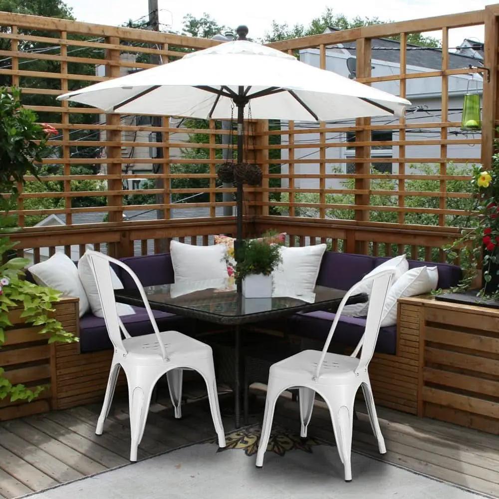 Stackable Distressed White Metal Dining Chairs For Indoor Outdoor Set Of 4 from PriceLows™