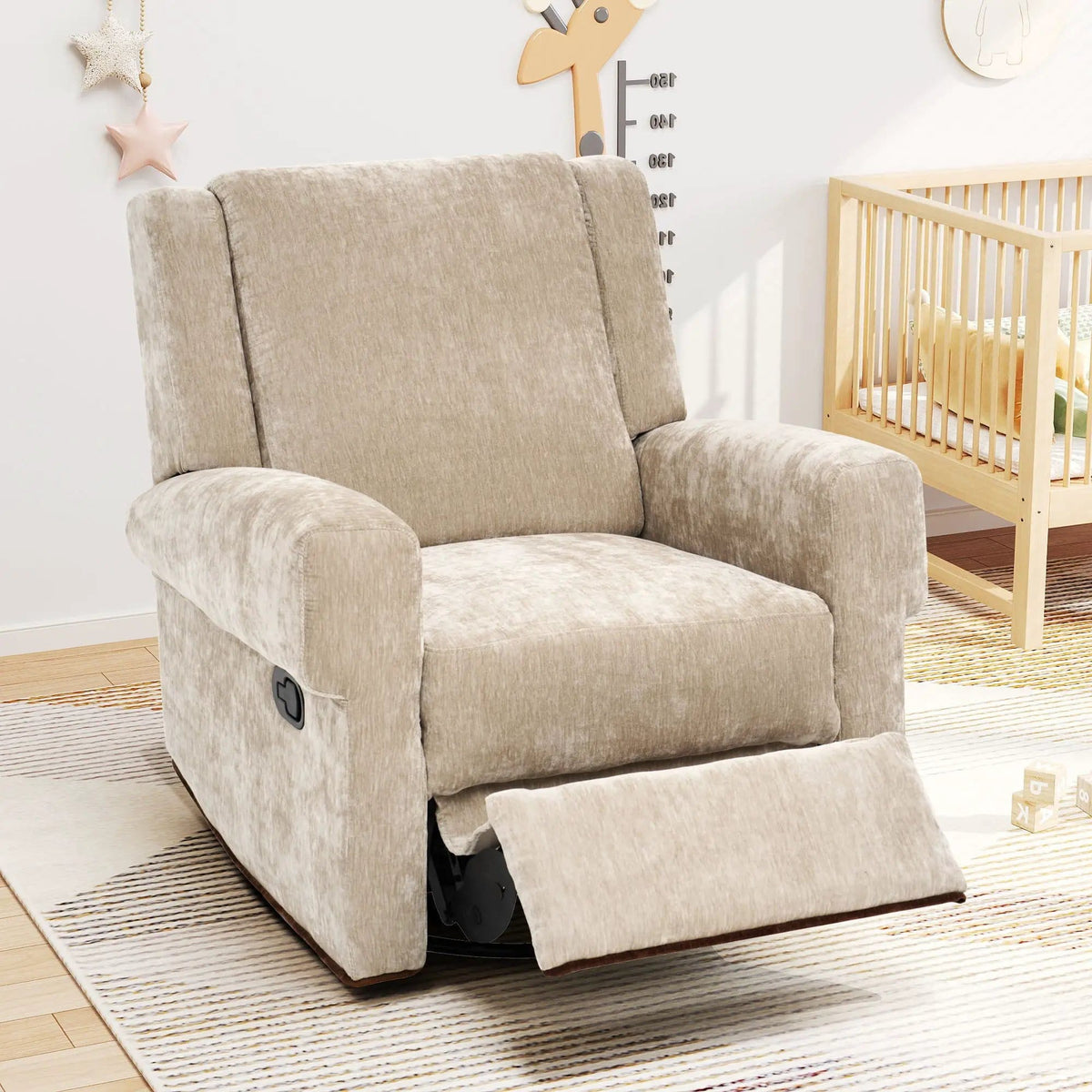 Manual Recliner Chair With Swivel Rocker Function, Dual Recline Angles | 2 Pieces | Iron & Plywood | Living Room