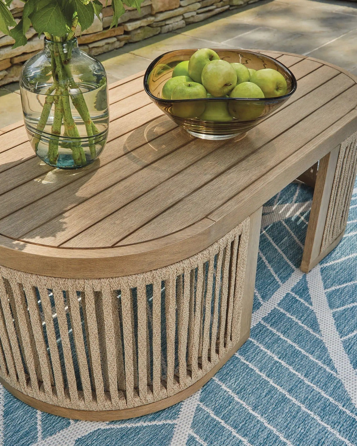 Serena Shores Rectangular Cocktail Table | 47.38 x 23.63 x 16.38 in | Polyester & Wood | Beige