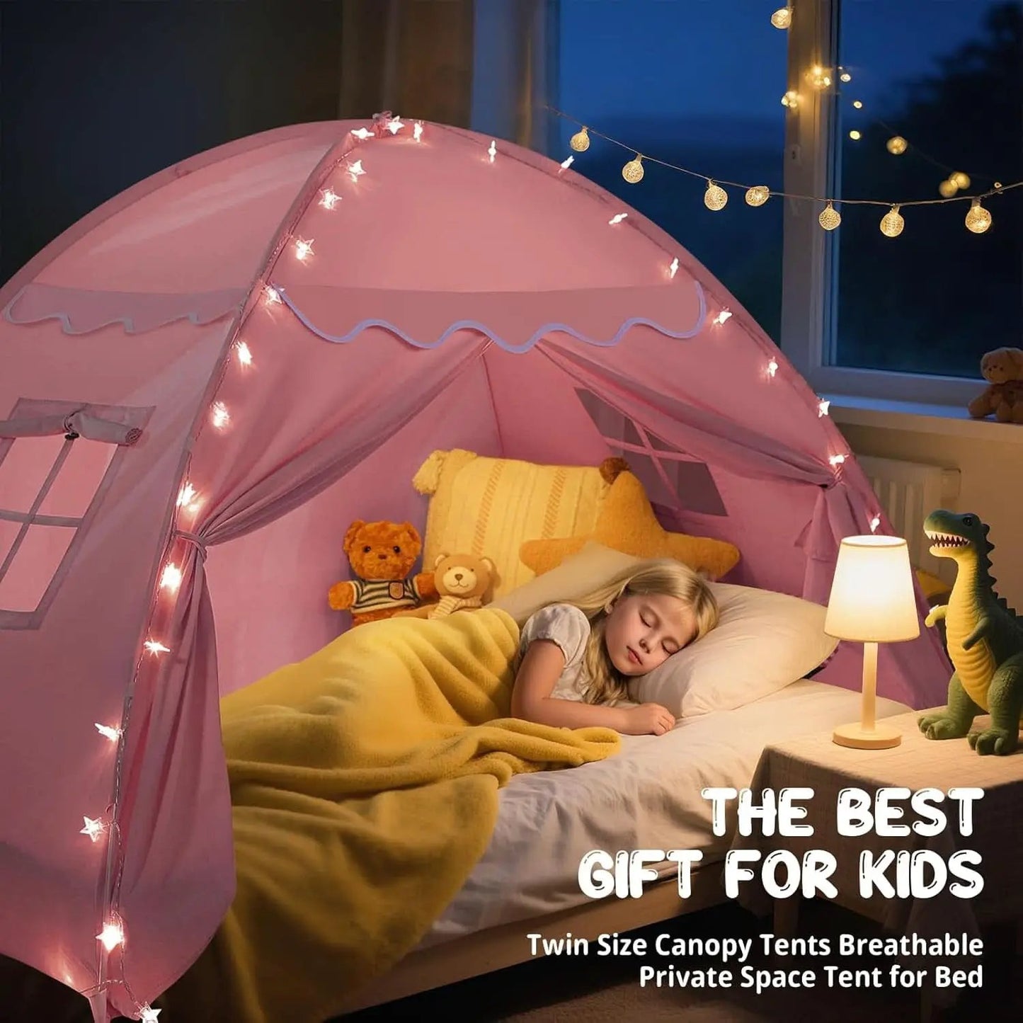 Toddler Bed Tent Canopy Portable Pink Night Light Pro from PriceLows™