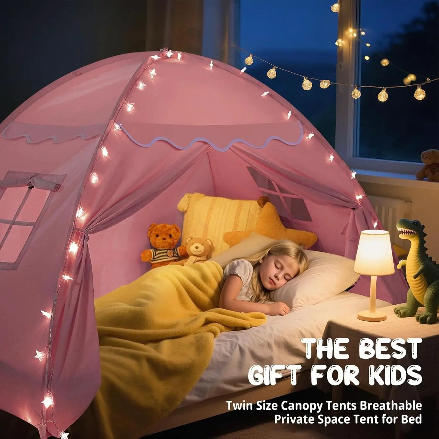 Toddler Bed Tent Canopy Portable Pink Night Light Pro from PriceLows™
