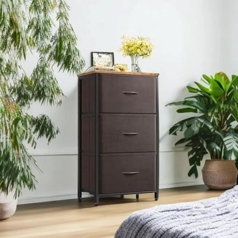 Small Brown Dresser With Three Drawers For Bedroom from PriceLows™