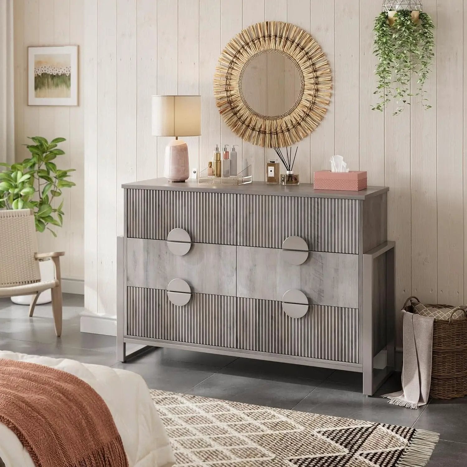 Slate Gray Dresser Semicylinder Drawer Fronts FiftyInches from PriceLows™