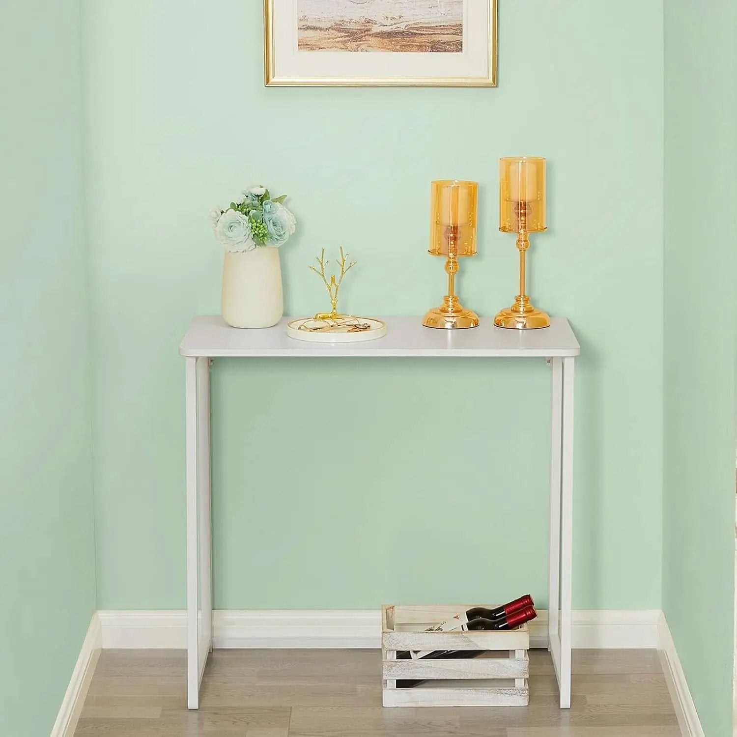 31.5 Inch Folding Desk White For Small Spaces Home Office from PriceLows™