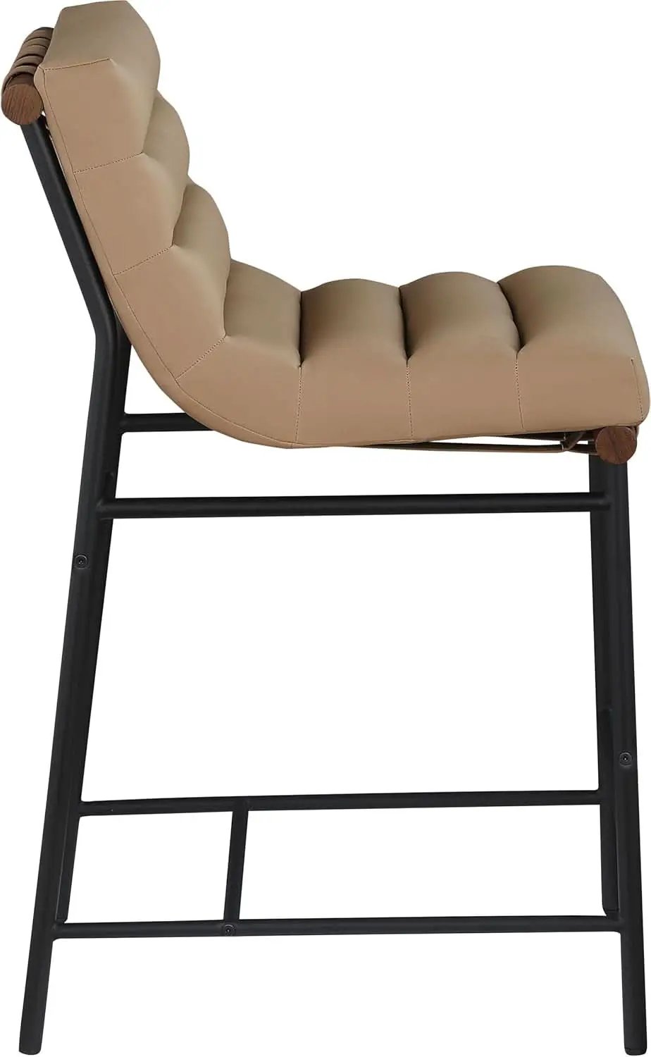 Burke Counter Stool Tan Vegan Leather Matte Black Frame from PriceLows™
