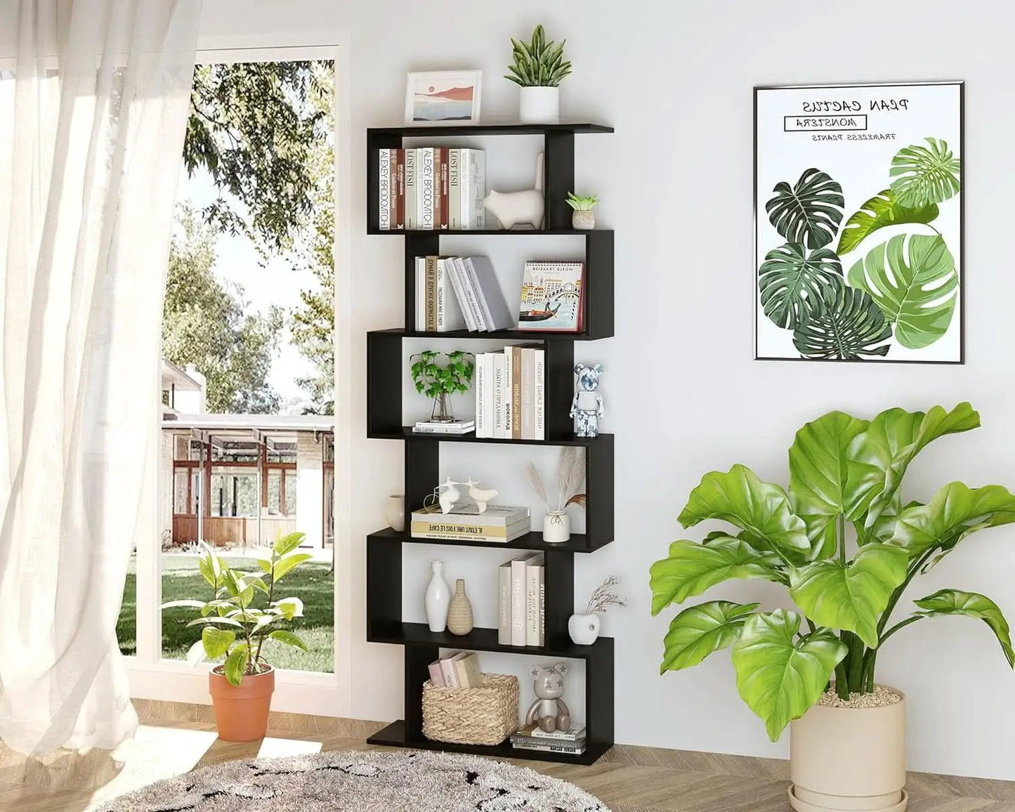6 Tier S Shaped Bookshelf Freestanding Modern Display from PriceLows™