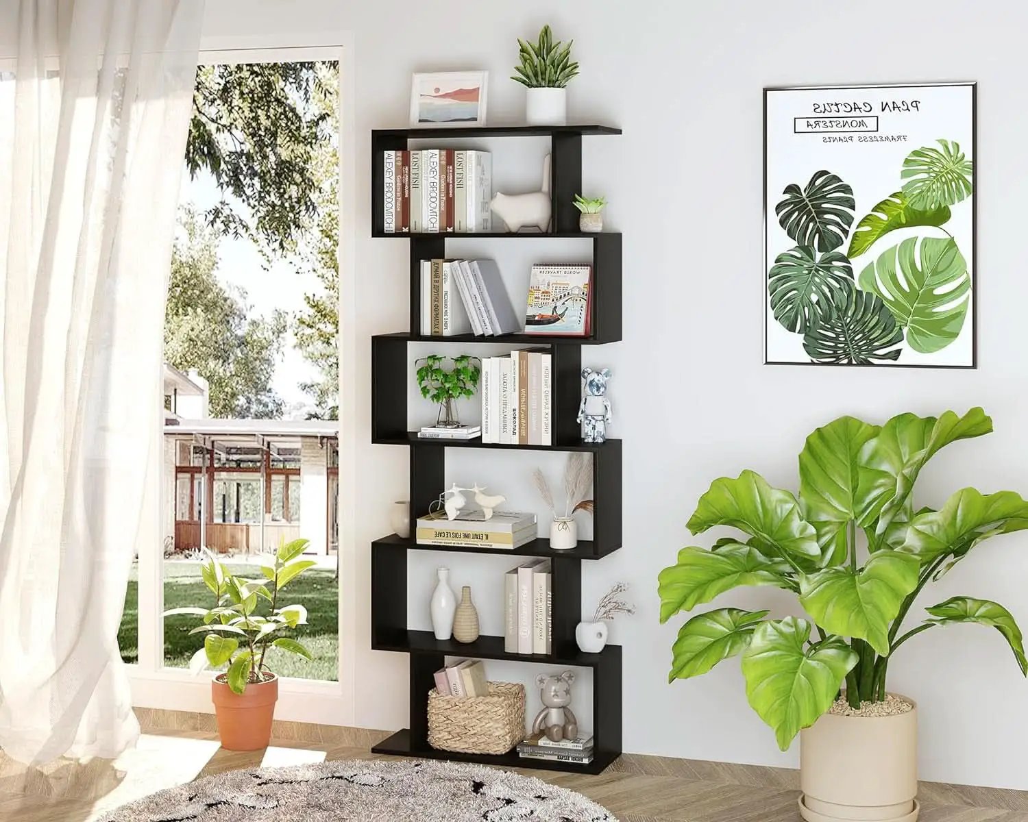 6 Tier S Shaped Bookshelf Freestanding Modern Display from PriceLows™