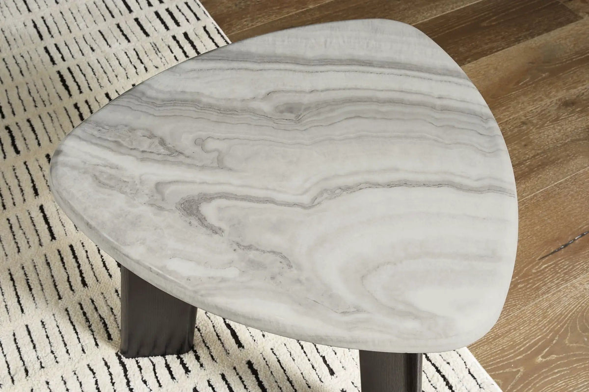 Lilyberg Occasional Table Set (Set of 3) | 51.25 x 29.5 x 19.13 in | Faux Marble & Mdf | Gray / Black