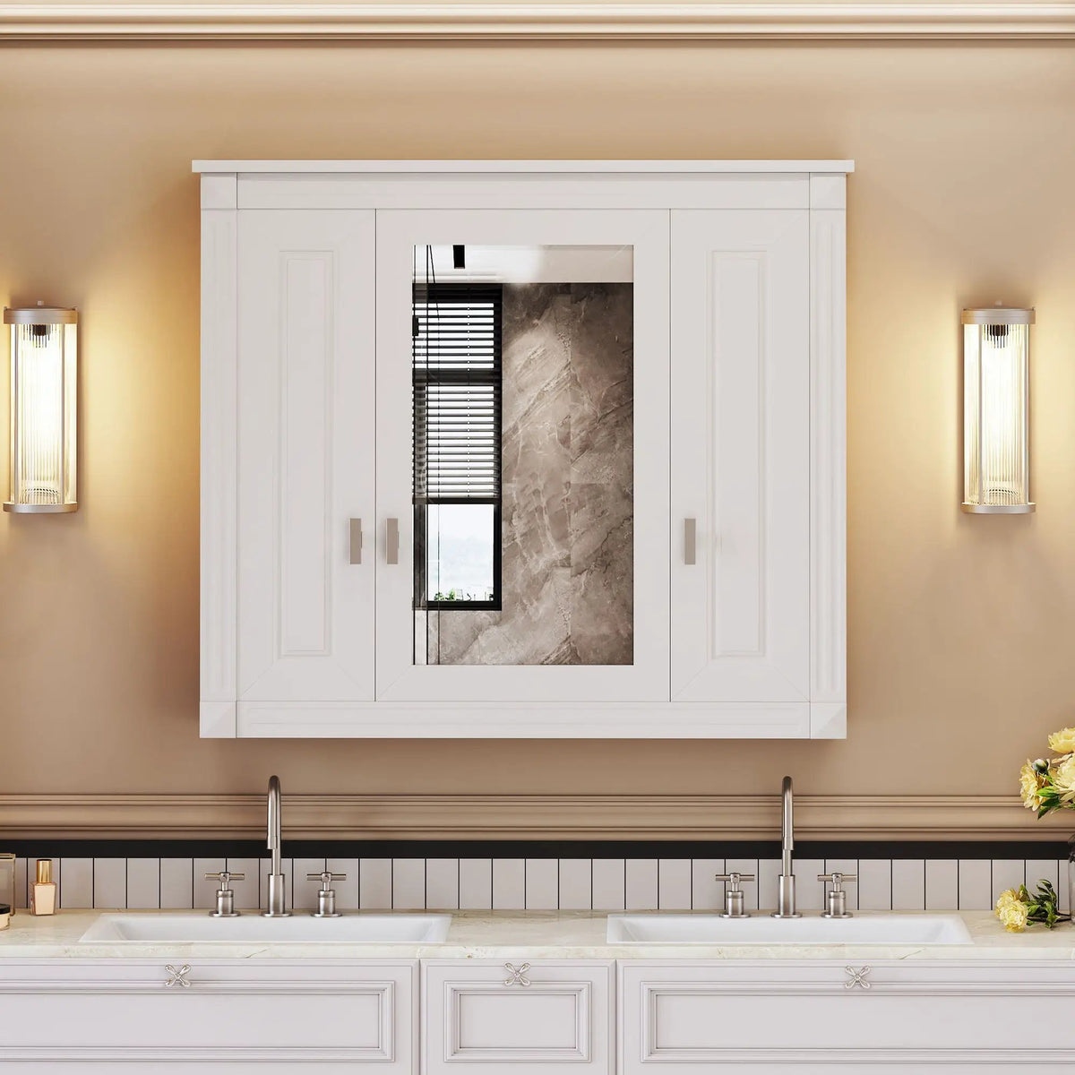 Wall Mounted Bathroom Cabinet | Mirror | 5 Shelves | Rectangular Design