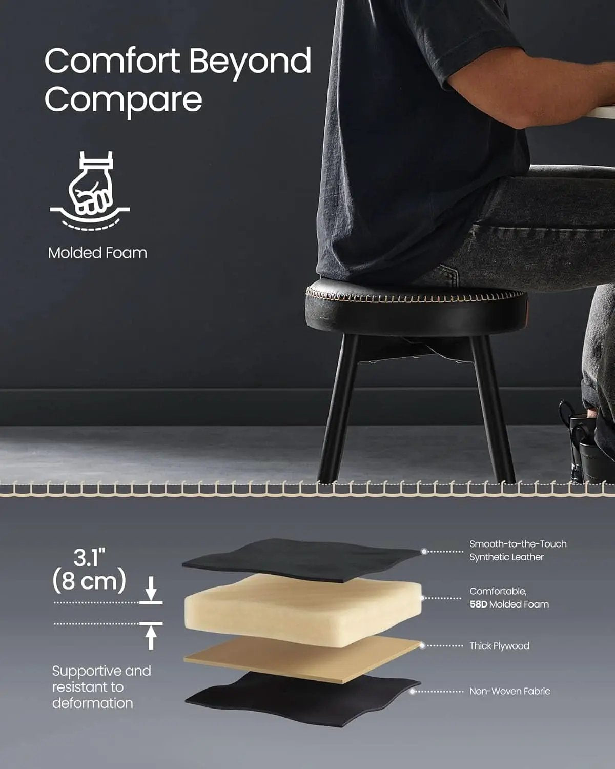 Dining Chairs Ink Black 19 Inch Tall Set Of 2 Sturdy from PriceLows™