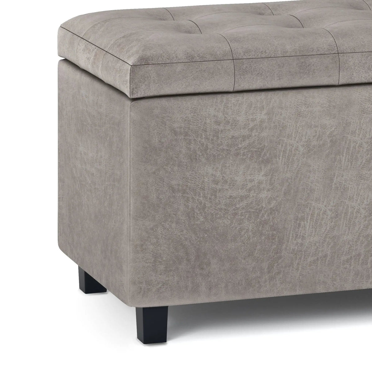 Cosmopolitan Upholstered Storage Ottoman | Child Safety Hinge | Large Interior Storage | 33.5 Inch Length