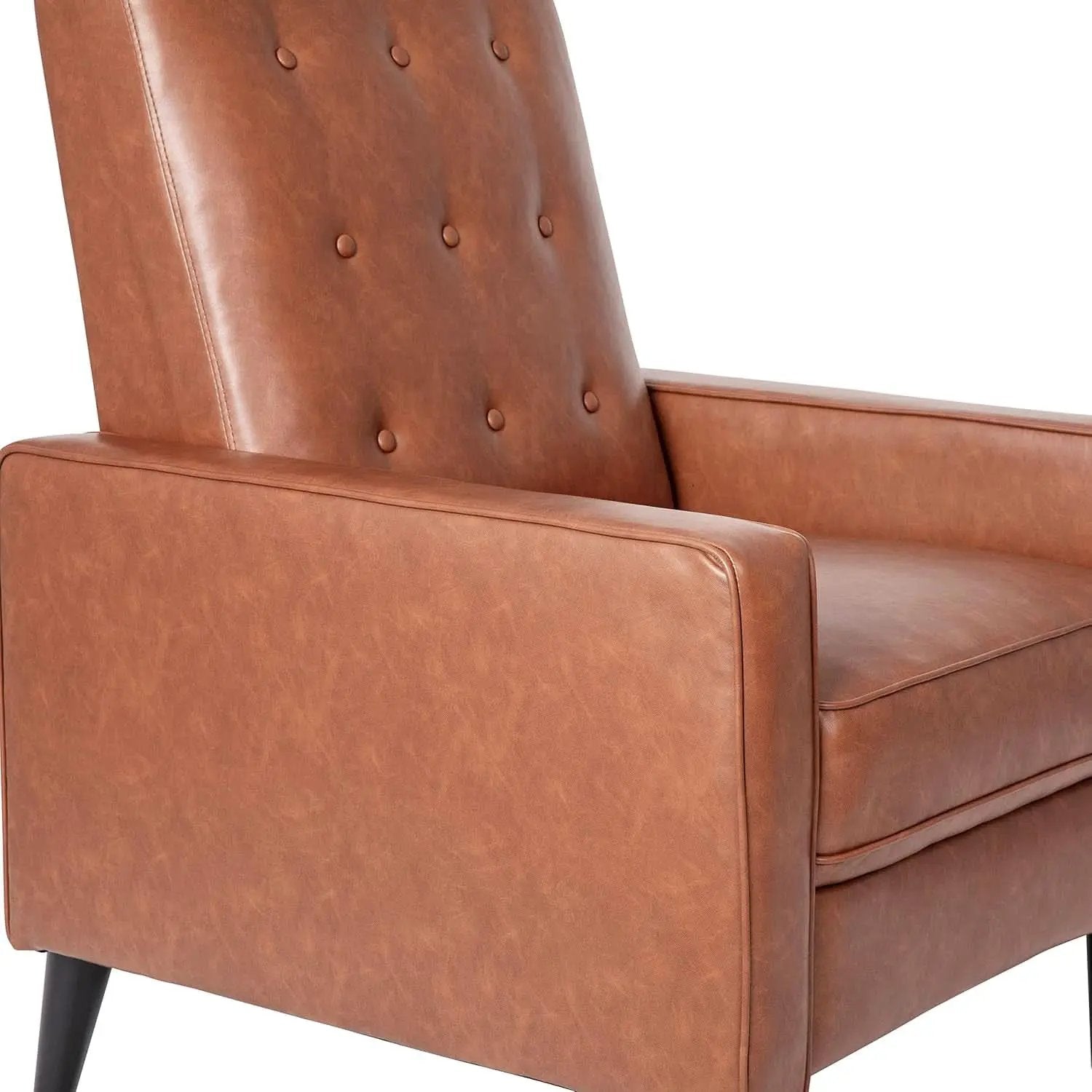 Erza Cognac Brown Leathersoft Pushback Mid Century Modern Recliner Chair from PriceLows™