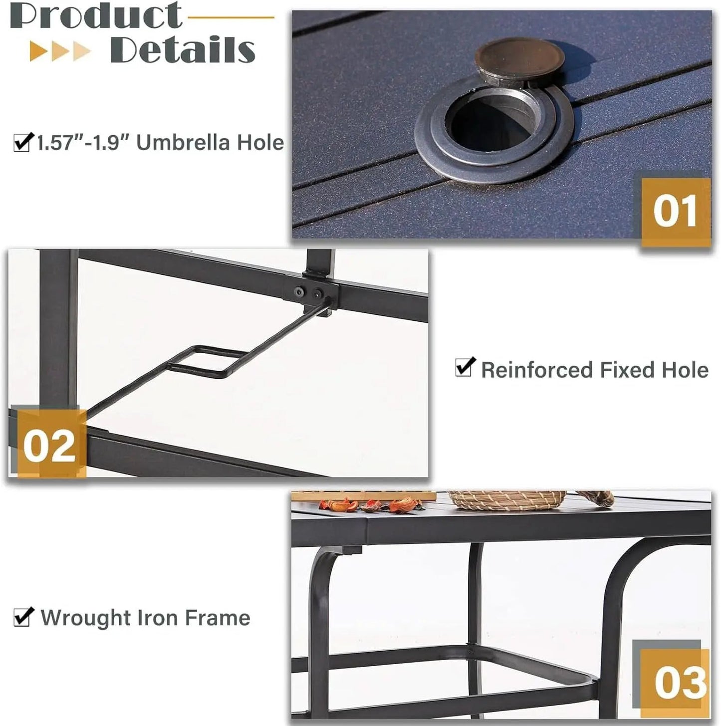 Navy Outdoor Patio Table And Chairs Set With Umbrella For 6 from PriceLows™